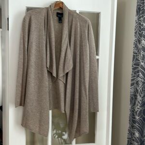 Cynthia Rowley 100% Cashmere Draped Waterfall Cardigan in versatile Oatmeal